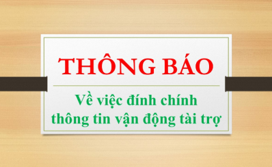 Thông báo về việc đính chính thông tin vận động tài trợ